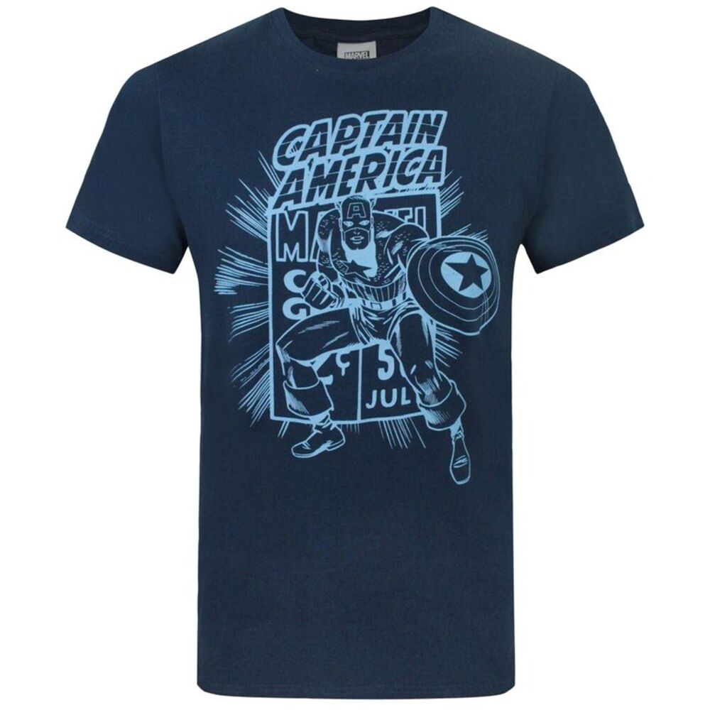 Captain America Official Mens Comic Book T-Shirt / Blue